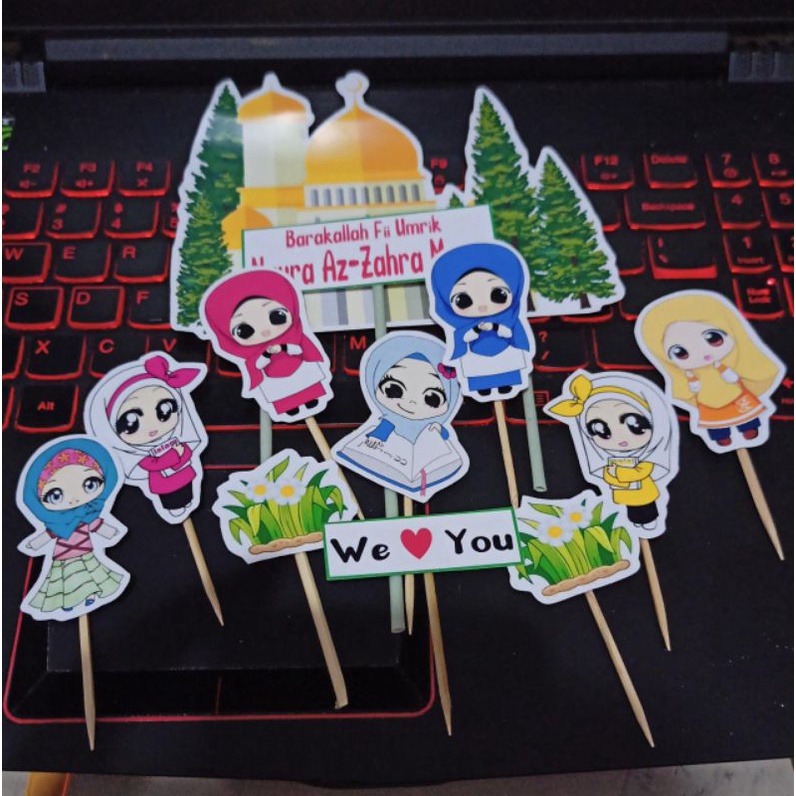 Jual cake topper kue hijab anak girl perempuan muslim islam islami anak