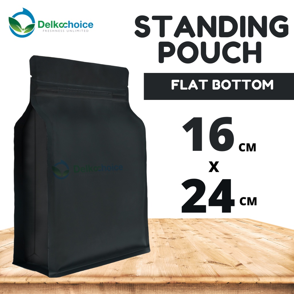 Jual STANDING POUCH ZIPLOCK METALIZE HITAM FLAT BOTTOM DELKOCHOICE ...