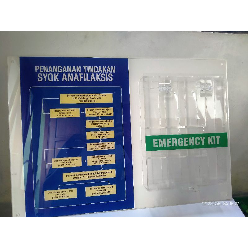 Jual Emergency Kit Kotak Akrilik Darurat Dengan Alur Syok Anafilaksis