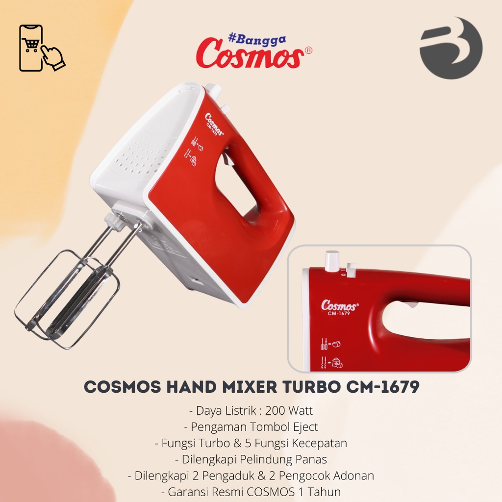 Jual COSMOS HAND MIXER TURBO CM1679 Shopee Indonesia