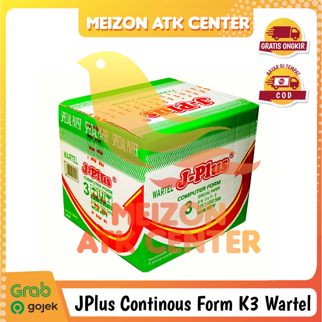 Jual JPLUS Continous Form 91/2 x 11/2 3PLY/2 (K3 WARTEL JPLUS) NCR ...