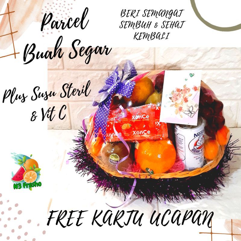 Jual Parcel Buah Segar Plus Susu Beruang Dan Vit C FREE KARTU UCAPAN Semangat Sembuh Covid