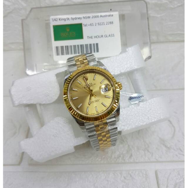 Jual Jam Tangan Pria Rolex Oyster Datejust Automatic Swiss Clone Lapis Emas Mm Shopee Indonesia