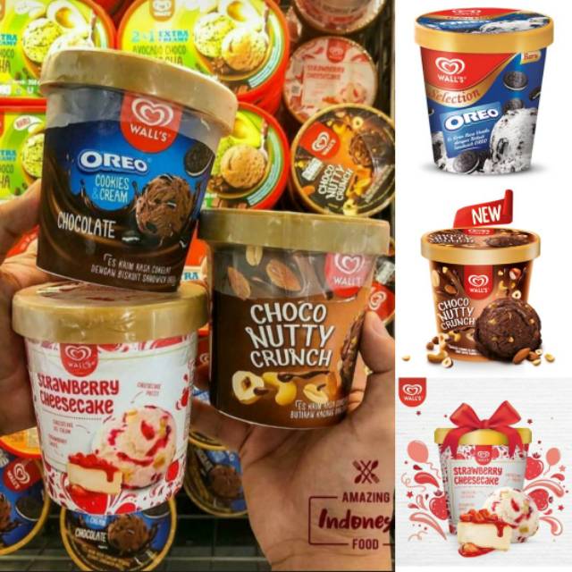 Jual Ice Cream Walls Strawberry Cheesecake Oreo Choco Nutty Crunch Shopee Indonesia 