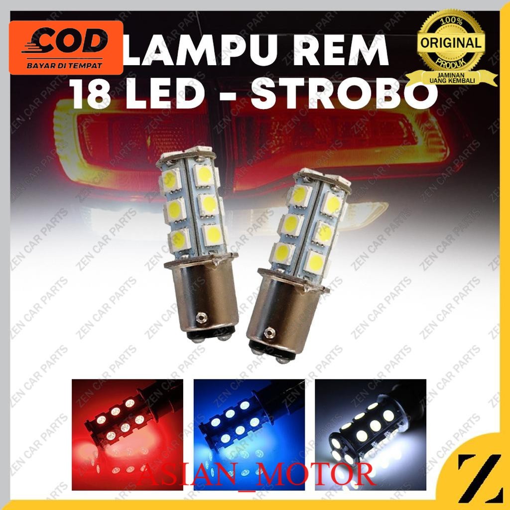 Jual Lampu Stop Lampu Rem 18led Strobo Satuan Ready Merah Putih Biru Kedip Motor Mobil 18 Titik