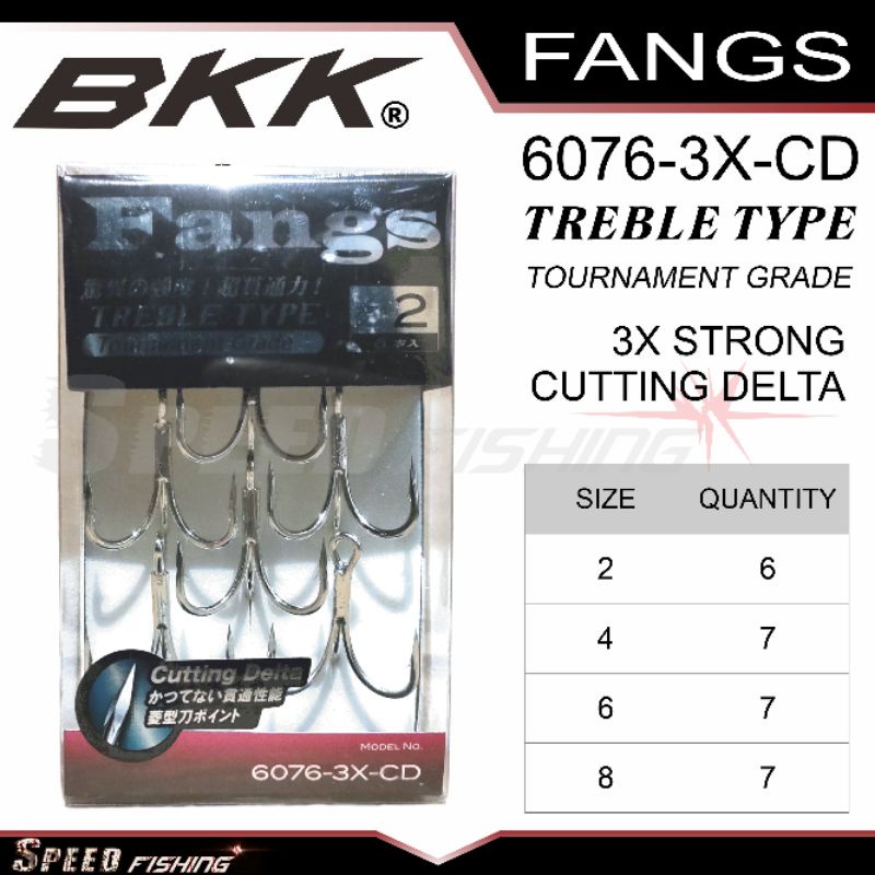 Jual Treble Hook BKK Fangs 6076 Hook BKK Fangs 3x Strong 2 4 6 8 fang  casting