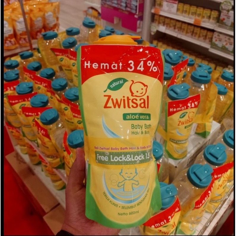 Jual ZWITSAL BABY BATH HAIR & BODY 600ML FREE LOCK&LOCK 1.5 L (KHUSUS ...