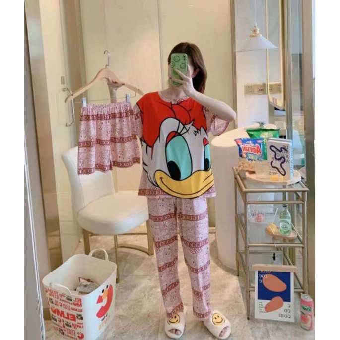 Jual JC- Set Piyama Wanita 3in1 Import / Stelan Piyama Oversize 3in1 ...