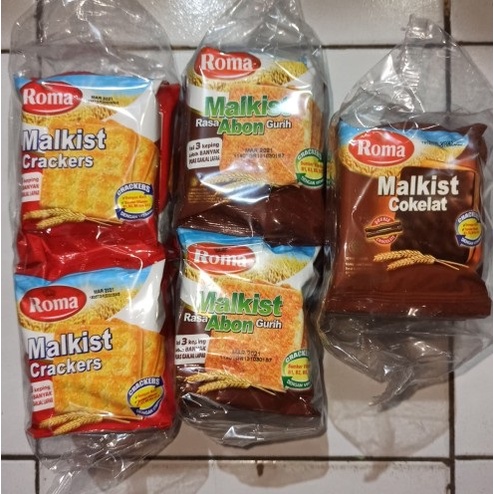 Jual ROMA MALKIST Crackers / Cokelat / Abon Gurih - 1 renteng (isi 10 ...