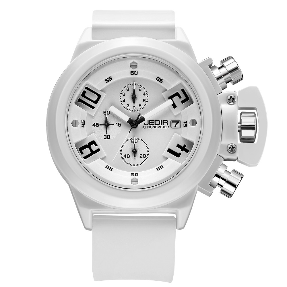 Jual JEDIR Merek Jam tangan pria Chronograph Quartz Silicone
