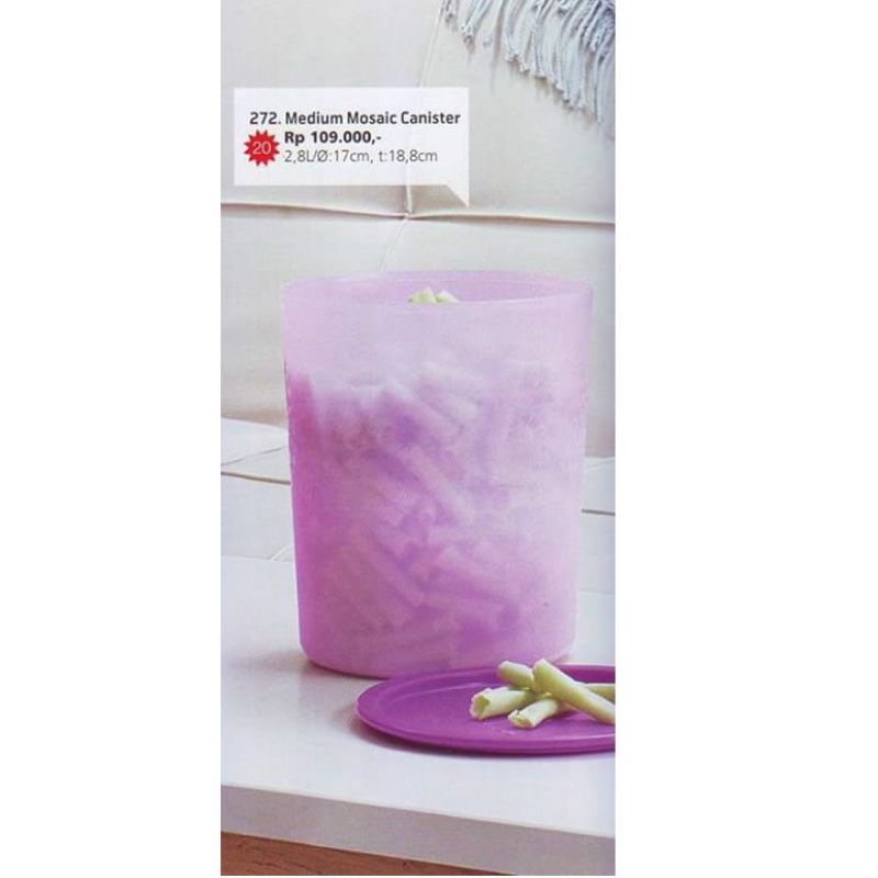 Jual tupperware medium mosaic canister ungu wadah krupuk toples