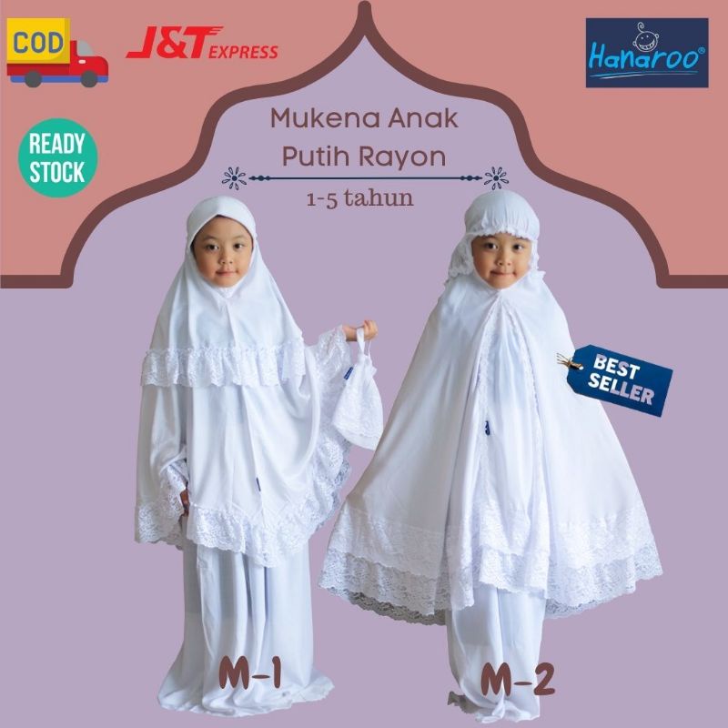 Jual Hanaroo Mukena Anak Rayon (1 -10 thn) dan Dewasa warna Putih ...