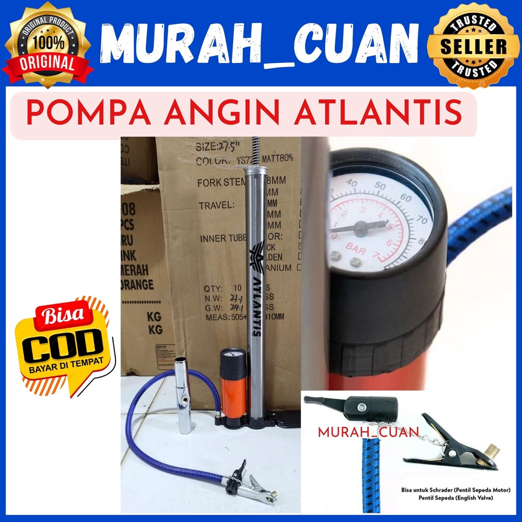 Jual Pompa Tabung Meter Cp Atlantis Ban Sepeda Motor Becak Pentil Av Ev