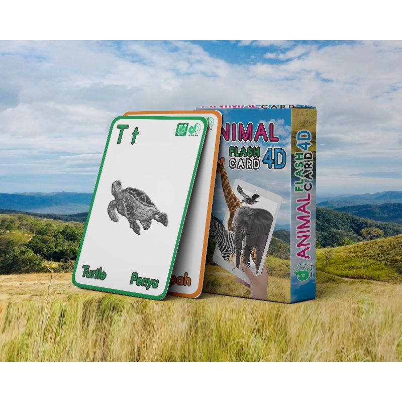 Jual Flash Card Kartu Edukasi Anak 4d Animal Alphabet And Animals Food