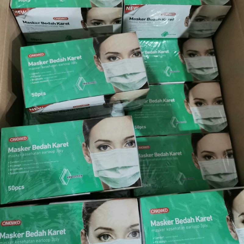 Jual Masker Medis Onemed Hijau Earloop 3 Ply Isi 50 Pcs | Shopee Indonesia