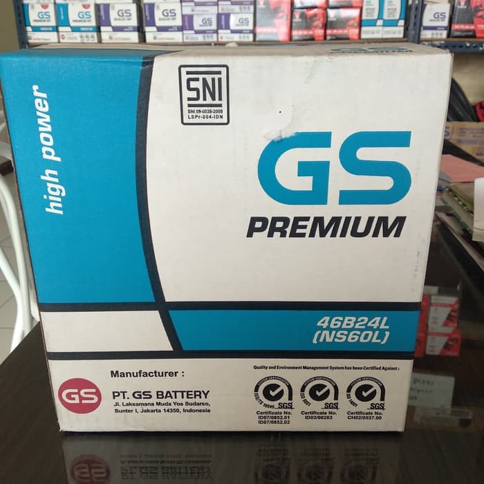 Jual Aki Accu Basah Mobil GS Premium Astra NS60L 46B24L 12V-45AH