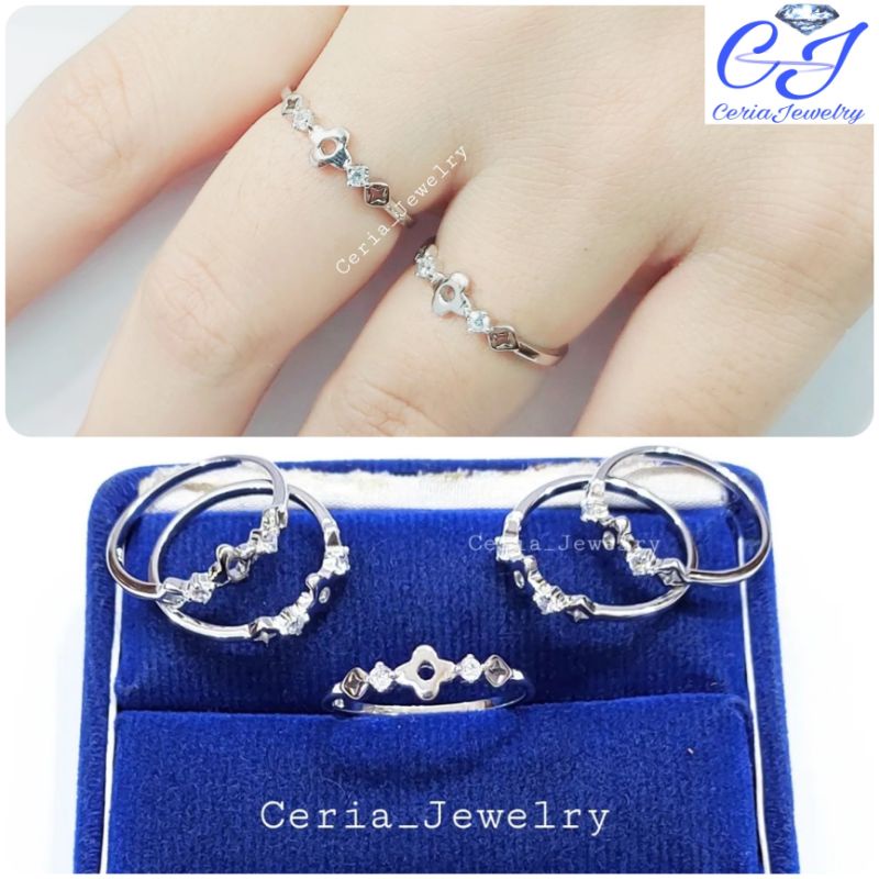 Jual Cincin Perak Asli Silver Wanita 925 Lapis Emas Putih Model Cincin