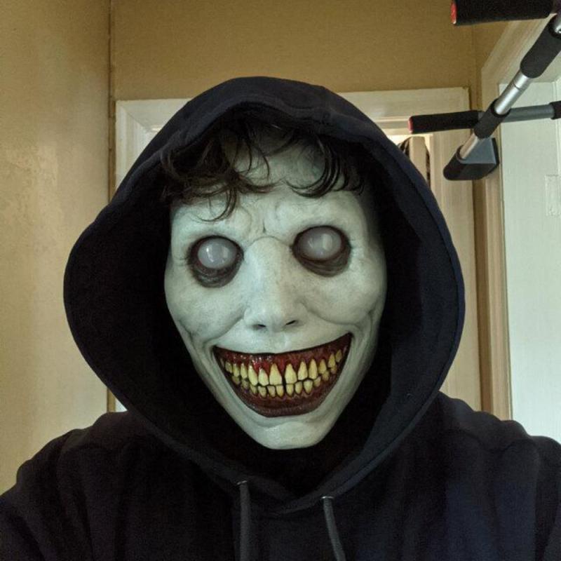 Jual Halloween Horror Mask Smiling Demons White Eyes Demon Mask The
