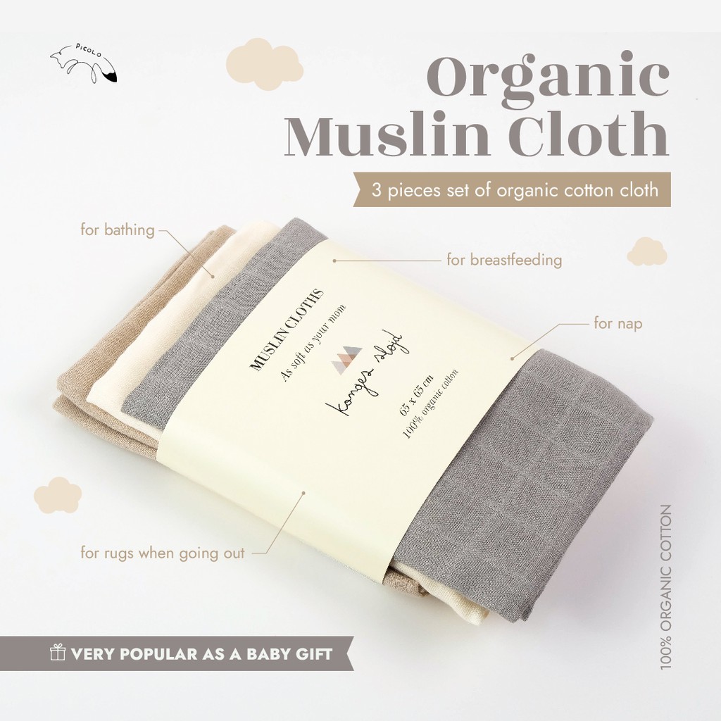 Jual MUSLIN CLOTH kongessloejd 3 packs | Shopee Indonesia