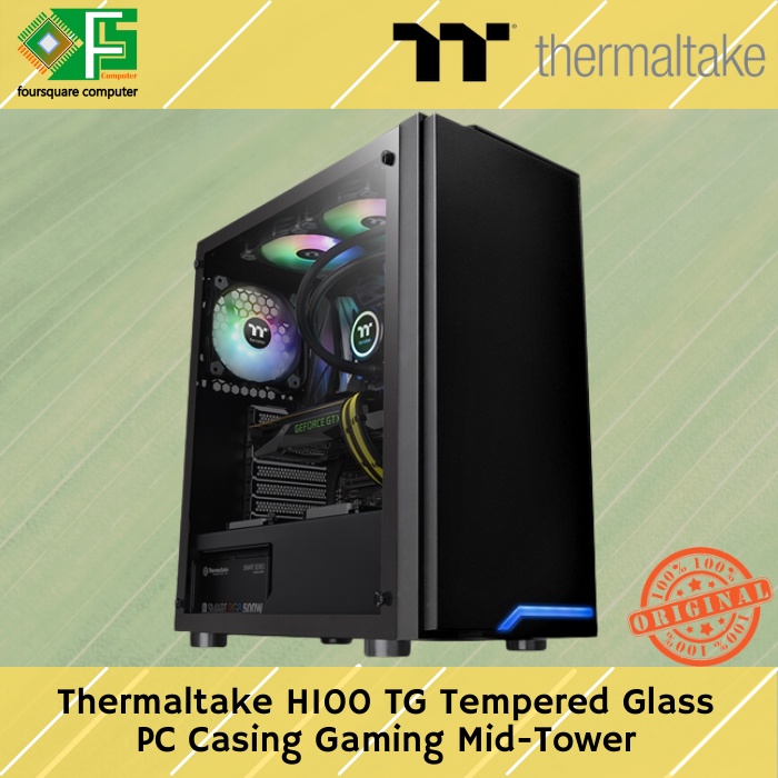 Jual PC Casing Thermaltake H100 TG Tempered Glass Case CPU Komputer