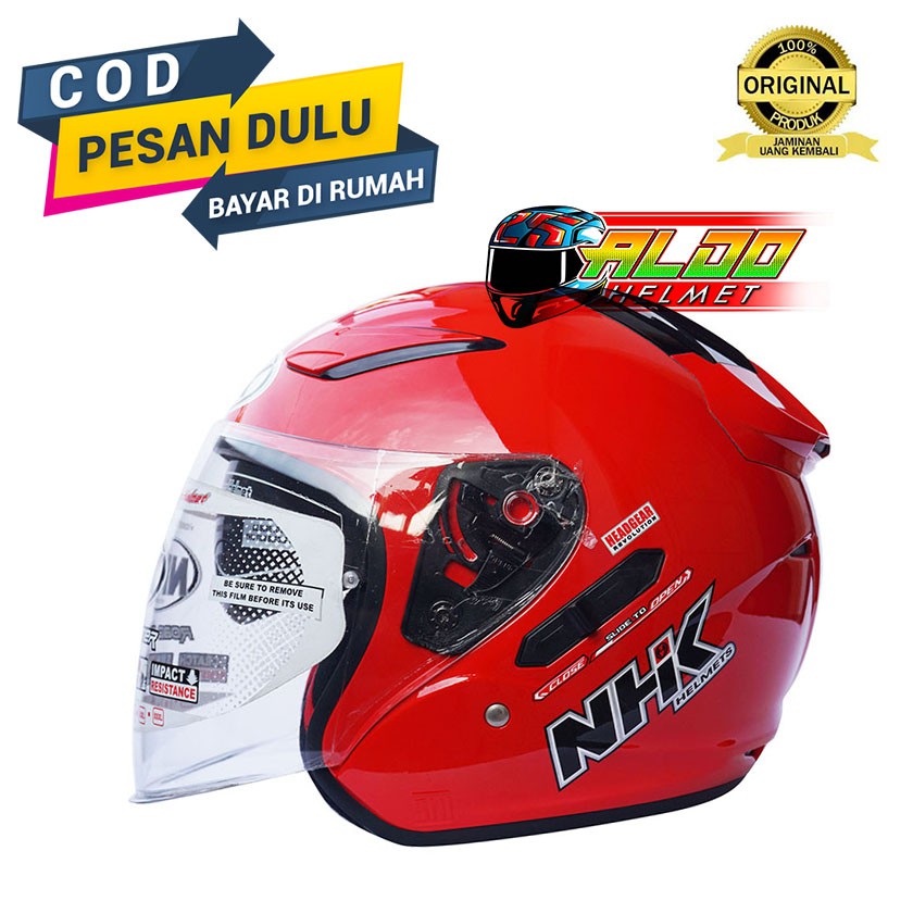 Jual HELM NHK R1 SOLID FIRE RED HELM HALF FACE TERLARIS HELM NHK