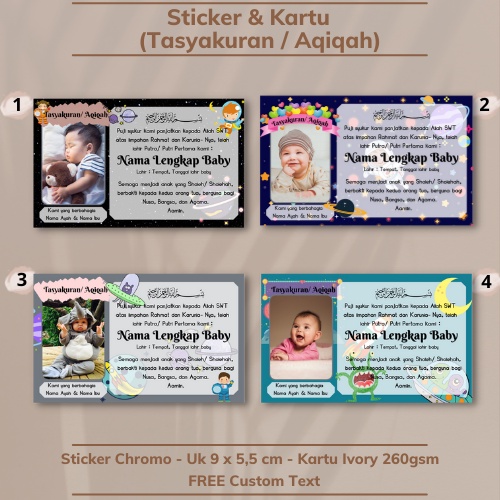 Jual KARTU & STICKER TASYAKURAN AQIQAH BABY / TASYAKURAN KHITANAN ...