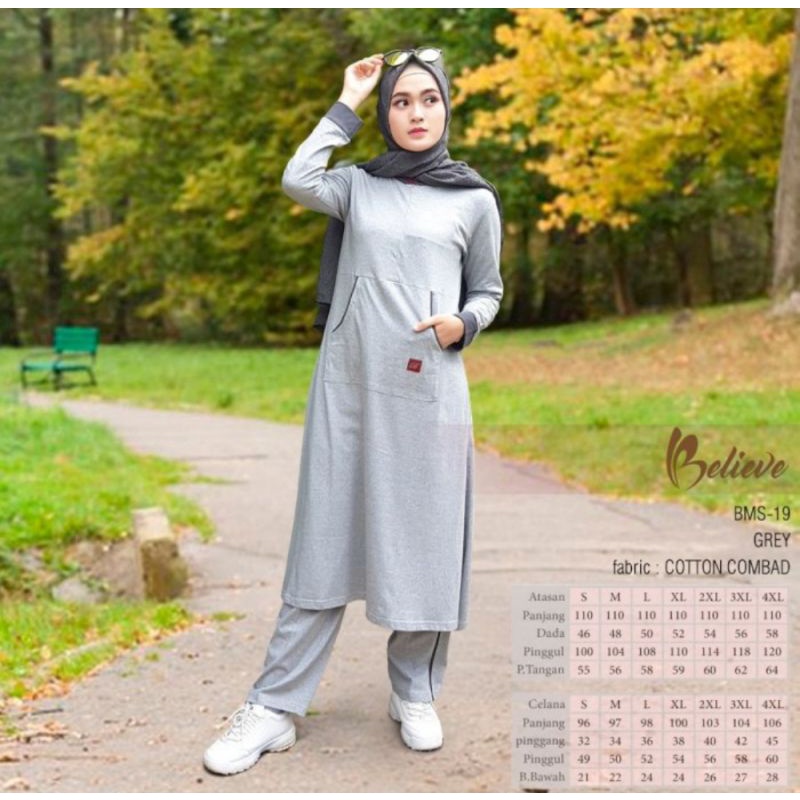 Jual Baju Olahraga Senam Wanita Muslimah Panjang Syar'i BMS 19 - Ukuran ...