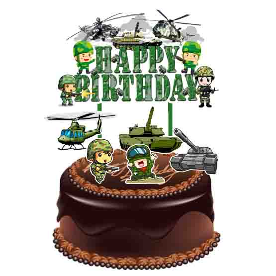 Jual Topper Cake Birthday / Hiasan Kue Ulang Tahun - Tentara Cute Army