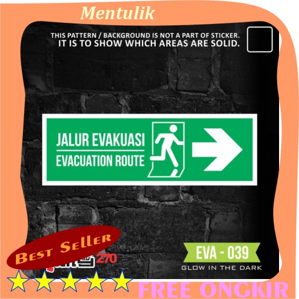 Jual Eva Sticker Stiker Safety Sign Jalur Evakuasi Emergency Exit Label Glow In The Dark