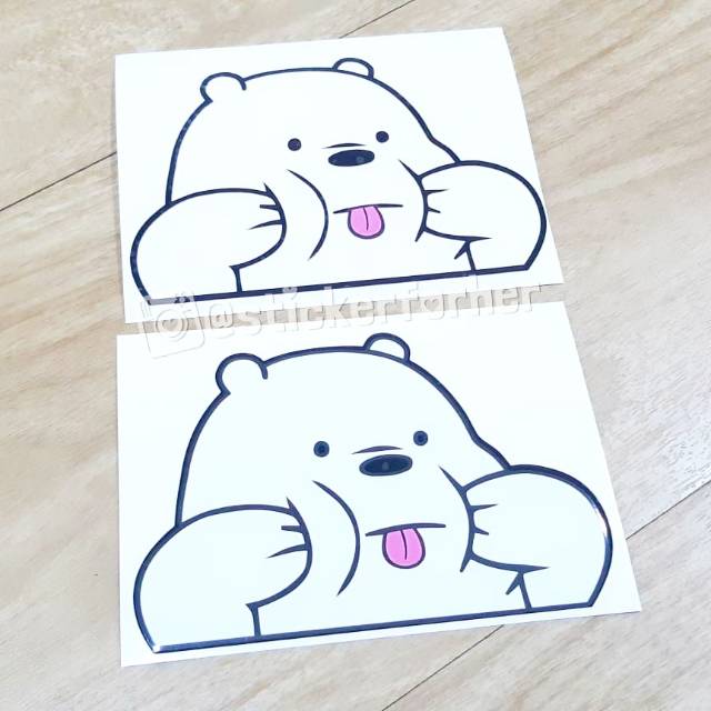 Jual Stiker Decal Lucu We Bare Bears Ice Bear Pencet Pipi | Shopee ...