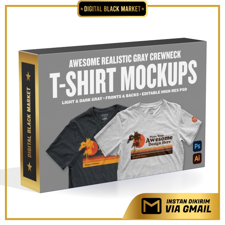 Jual ID13421 Realistic Blank Gray T-Shirt Mockups Shopee Indonesia