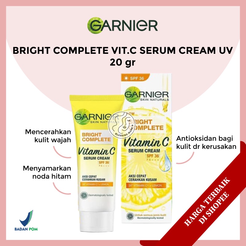 Jual Garnier Bright Complete White Speed Day Serum Cream Uva/Uvb Skin ...