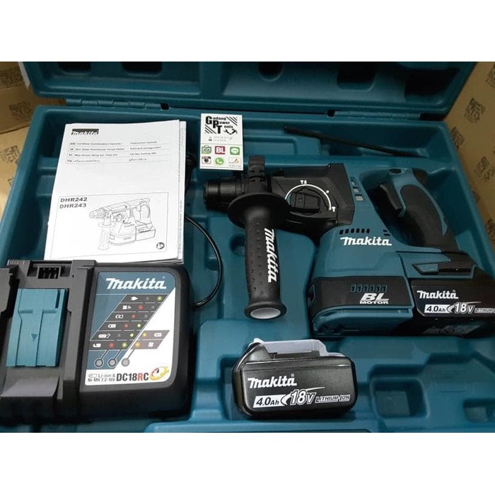 Jual Mesin Bor Cordless Baterai Beton Rotary Hammer Makita DHR 242 DHR ...