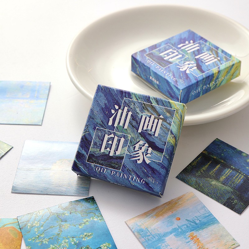 Jual 45 Pcs Deco Sticker Box Alam Biru painting Pastel Planner DIY ...