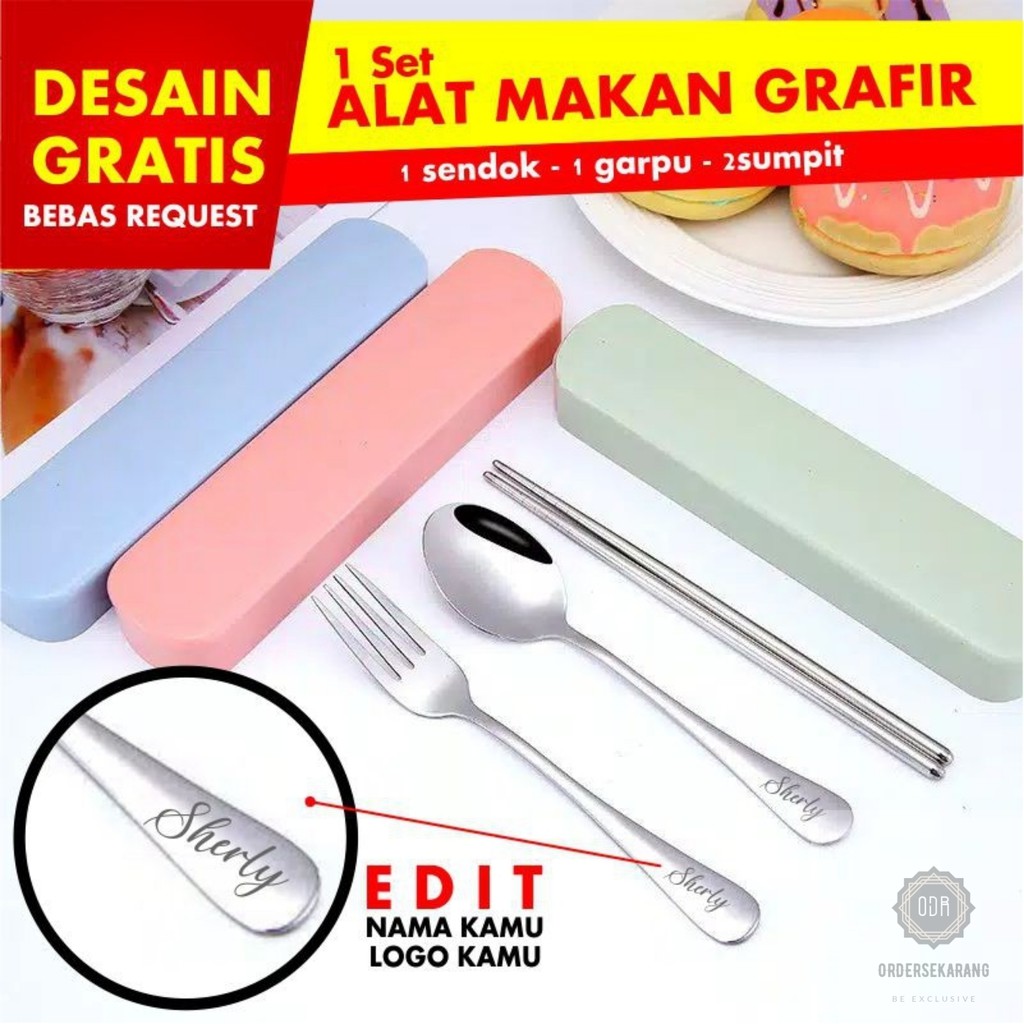 Jual Sendok Garpu Sumpit Set Stainless Steel Tebal Food Grade Box Alat