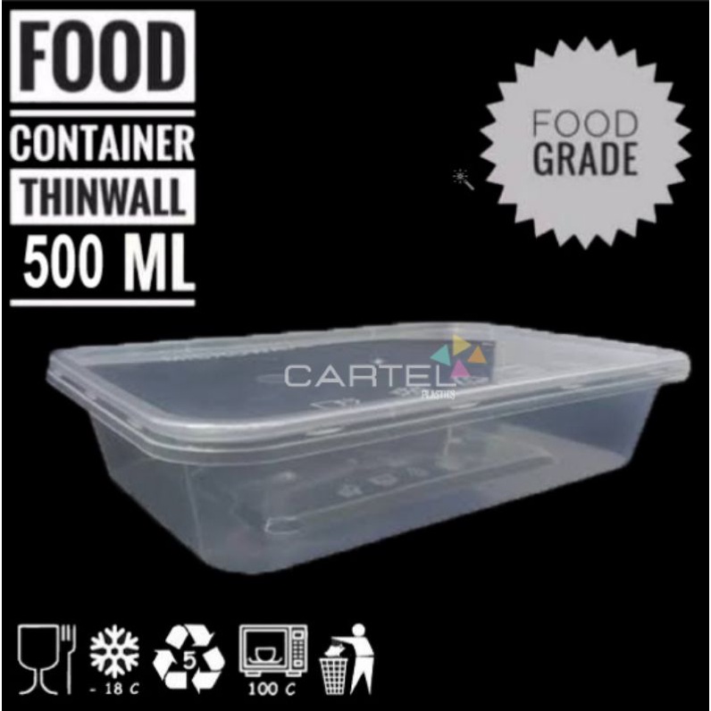 Jual Thinwall Ecer Murah 500ml Persegi Panjang Food Container Kotak