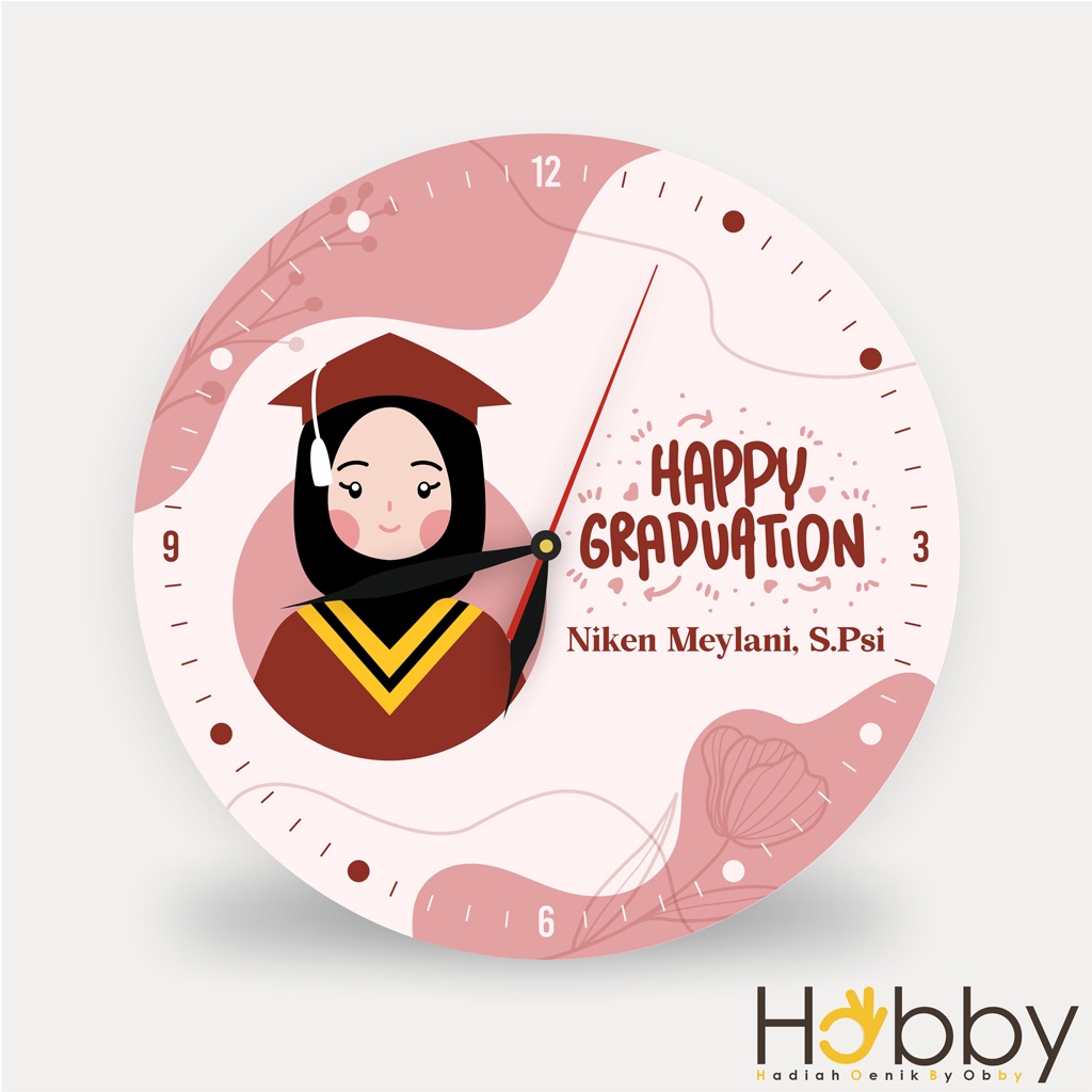 Jual JAM DINDING CUSTOM UNIK NAMA CARTOON KADO GRADUATION KAYU HADIAH ...