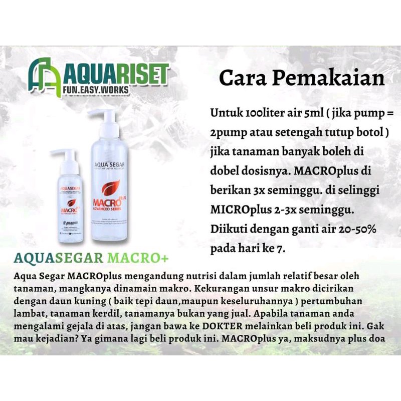 Jual Pupuk Cair Macro Plus Ml Pupuk Cair Aquariset Pupuk Cair