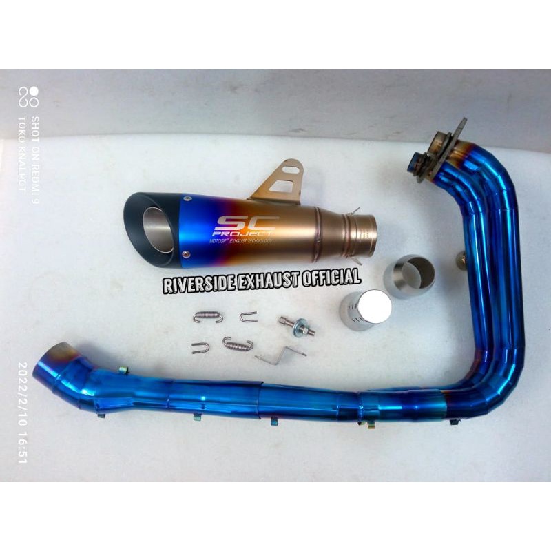 Jual Knalpot Sc Project S Blue Import Taiwan Fullset Underbelly Kolong Ninja New Ninja Fi