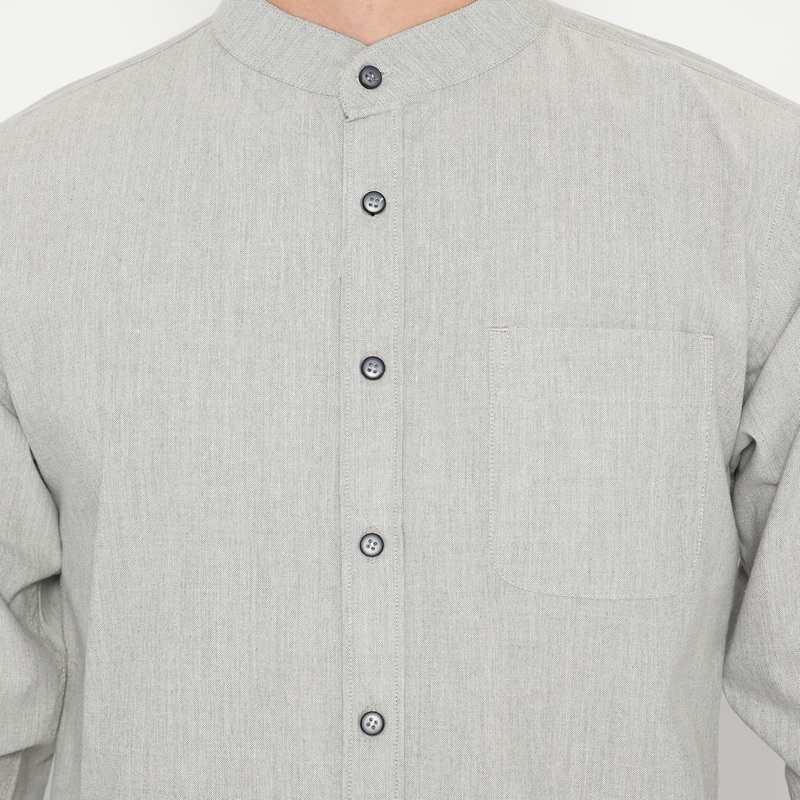Jual Code Male - Zayn Kemeja Pria Basic Kerah Koko Abu lite Muda Lengan ...