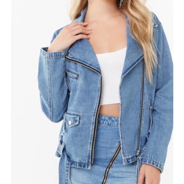 Forever 21 on sale denim moto jacket