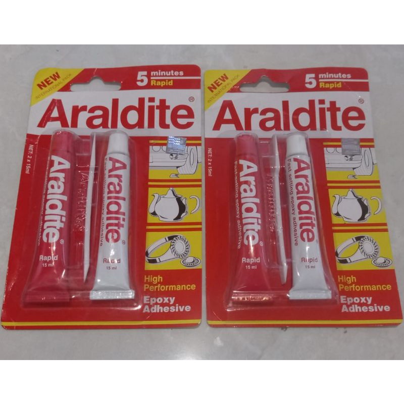 Jual Lem Epoxy besi Araldite Rapid 5 Menit MERAH/ bisa untuk pasang ...