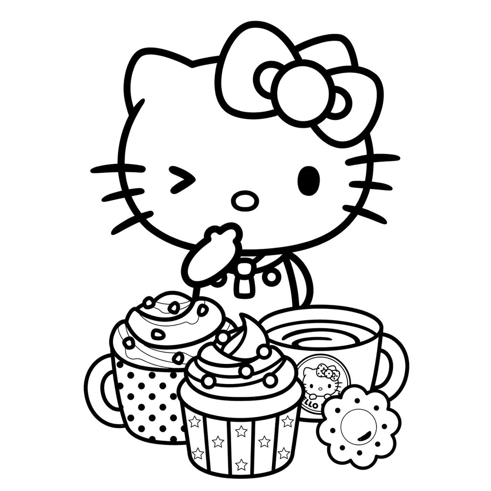 Jual Gambar Sketsa Mewarnai Tema Hello Kitty | Seketsa Lukis | Drawing