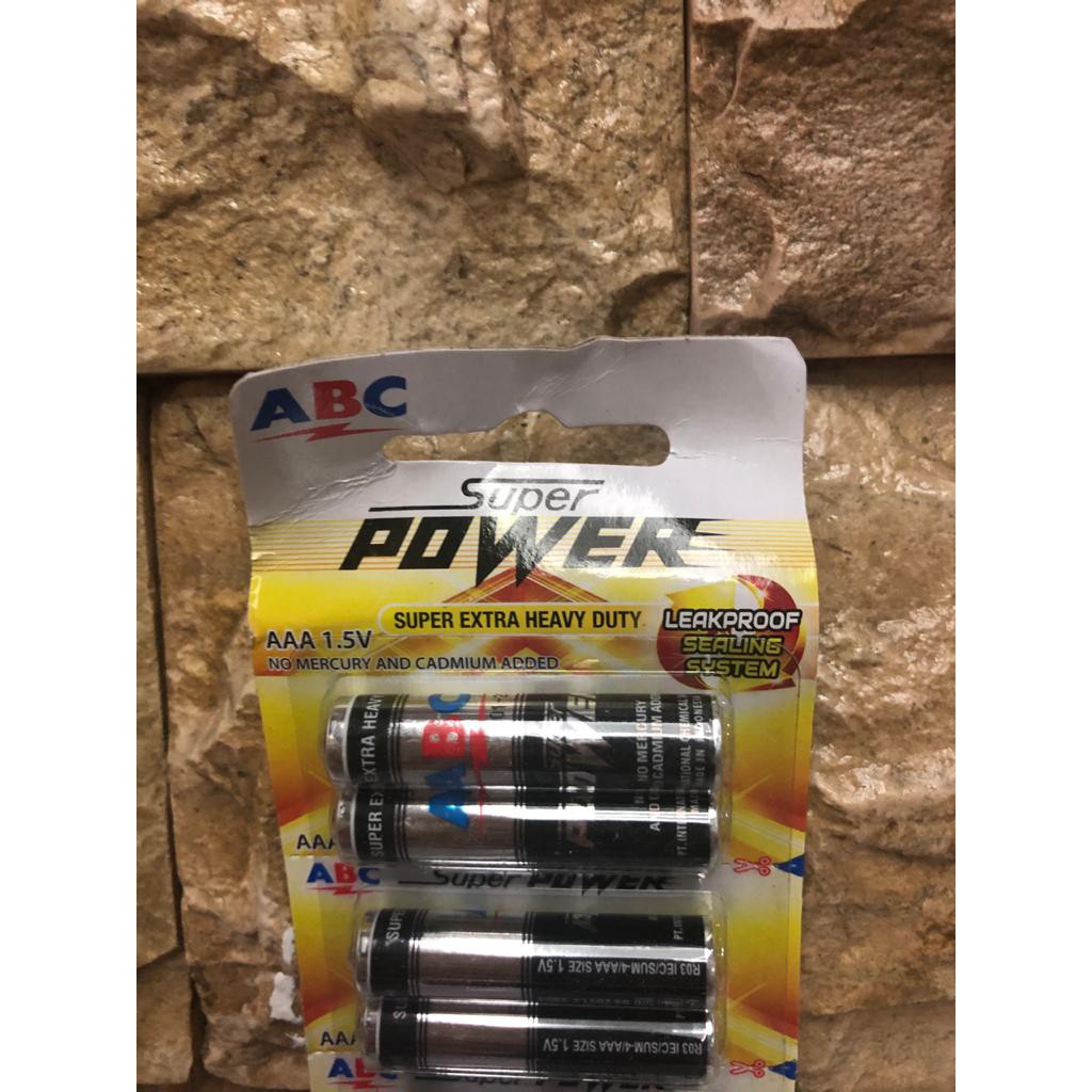 Jual Battery ABC Super Power Hitam AAA / A3 - R03 isi 2 pcs | Shopee ...