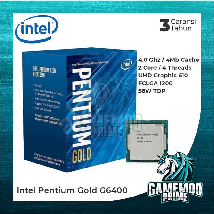 Jual Processor Intel Pentium Dual Core Gold G6400 Box ORI RESMI 10TH ...