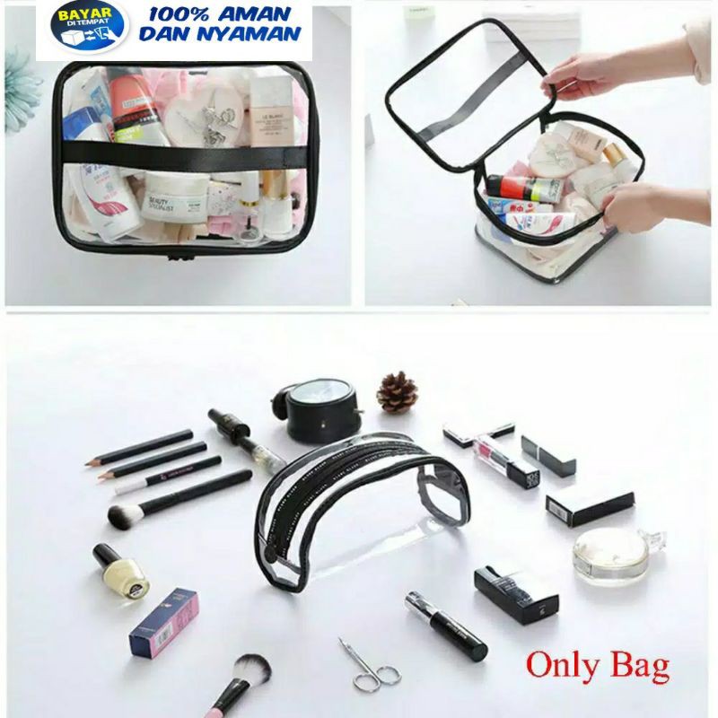 Jual [ Clear Medium ] Tas Kosmetik Transparan Tempat Makeup - Kota