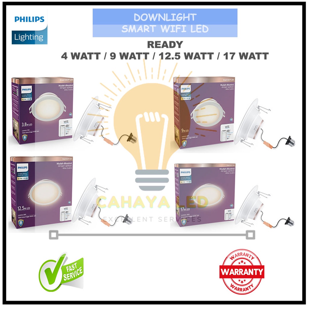 Jual TERMURAH !!! Philips Smart Lamp Wifi LED Downlight 3.8W / 4W / 9W ...