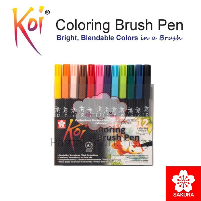 Jual Sakura Koi Coloring Brush Pen Set 12 Colors - Spidol Kuas Warna ...