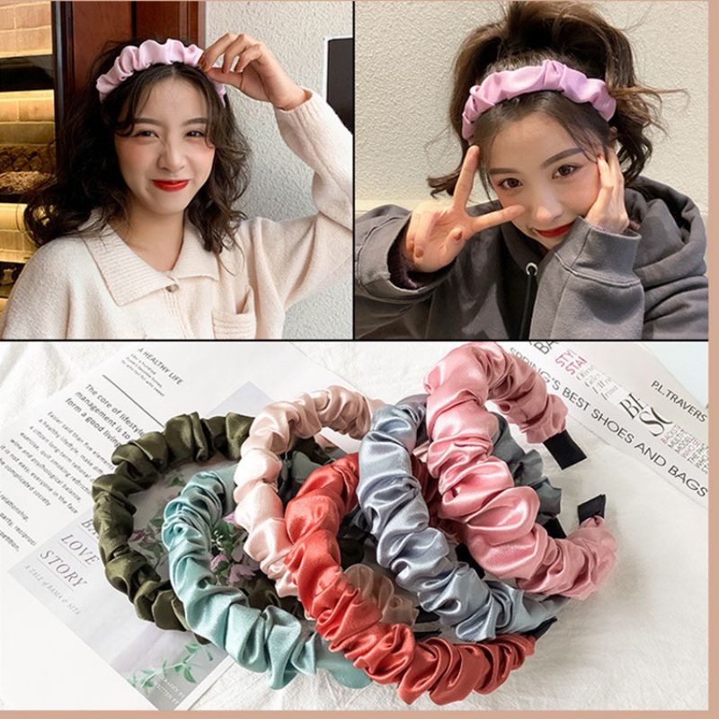 Jual Korean Headband Scrunchiesbando Scruncie Koreakorean Stylebandana Korea Satin Shopee 