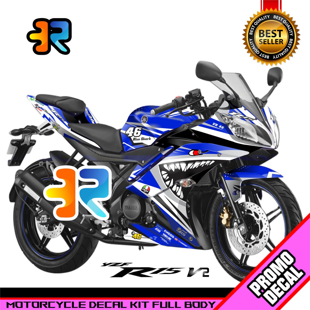 Jual Decal Motor R15 V2 Desain Shark 4 Sticker Decal Full Body | Shopee ...
